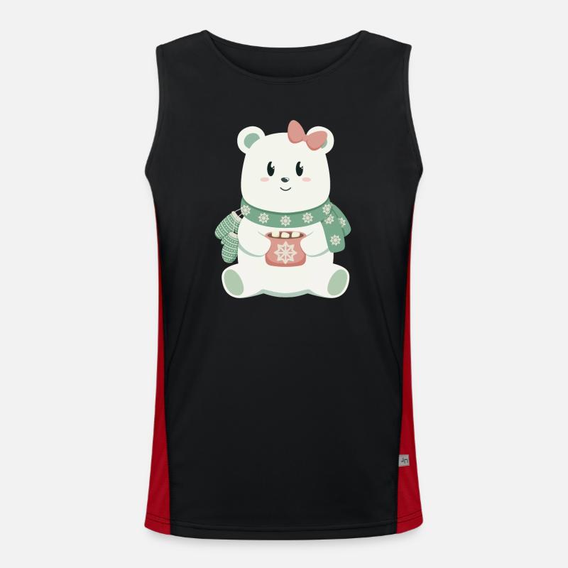 Polar bear with bow - Men's Functional Contrast Tank Top  - black/red