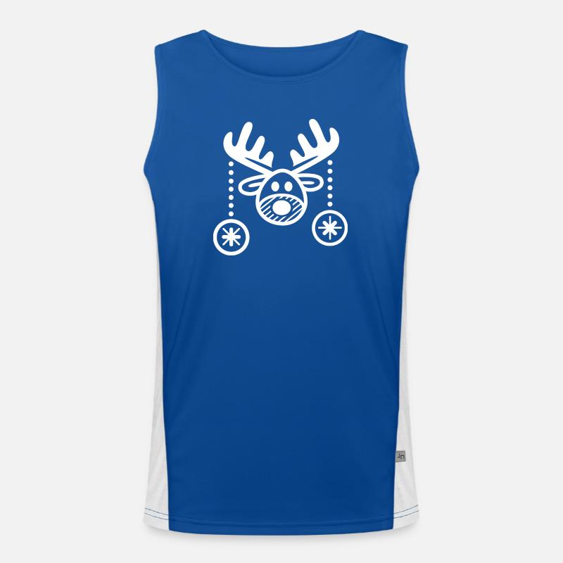 Rentier comic cartoon einfach Weihnachten Kugeln Funktionelles Kontrast-Tank Top für Männer 
