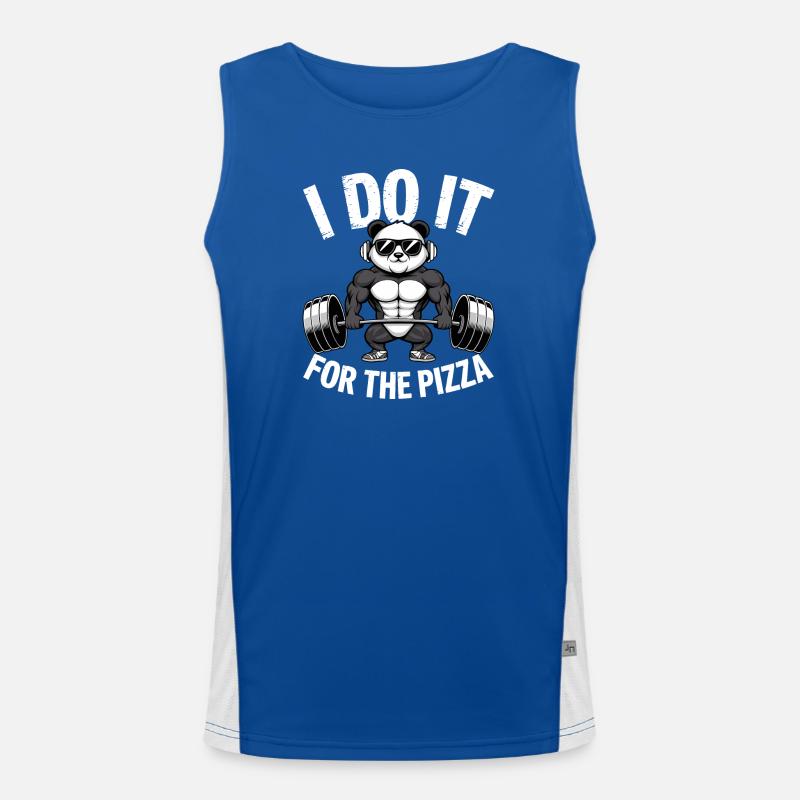 Je le fais pour le bodybuilder Pizza Barbell Débardeur respirant contrasté Homme 