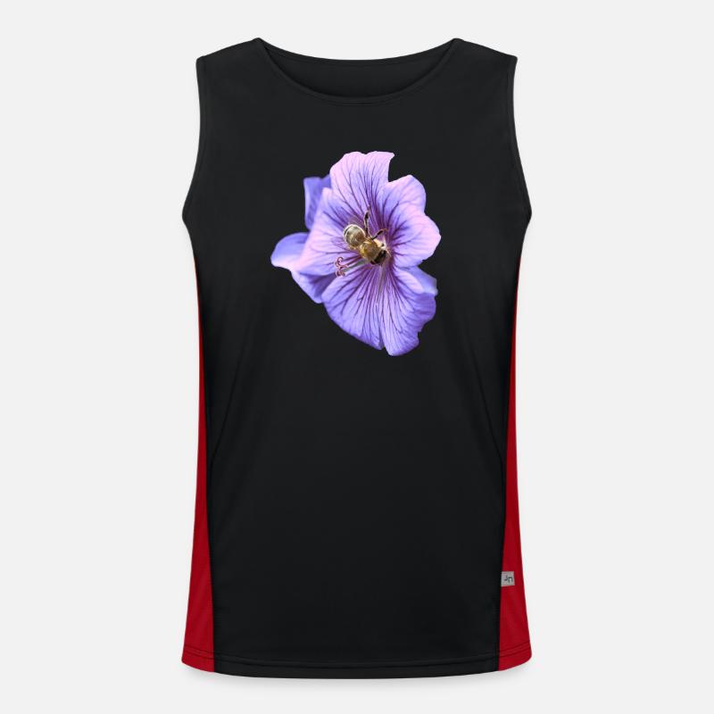 Violette Blüte mit Biene Funktionelles Kontrast-Tank Top für Männer 