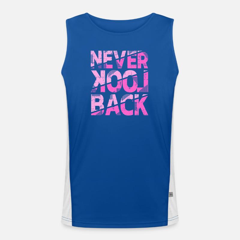 Conception de motivation Never Look Back Débardeur respirant contrasté Homme 