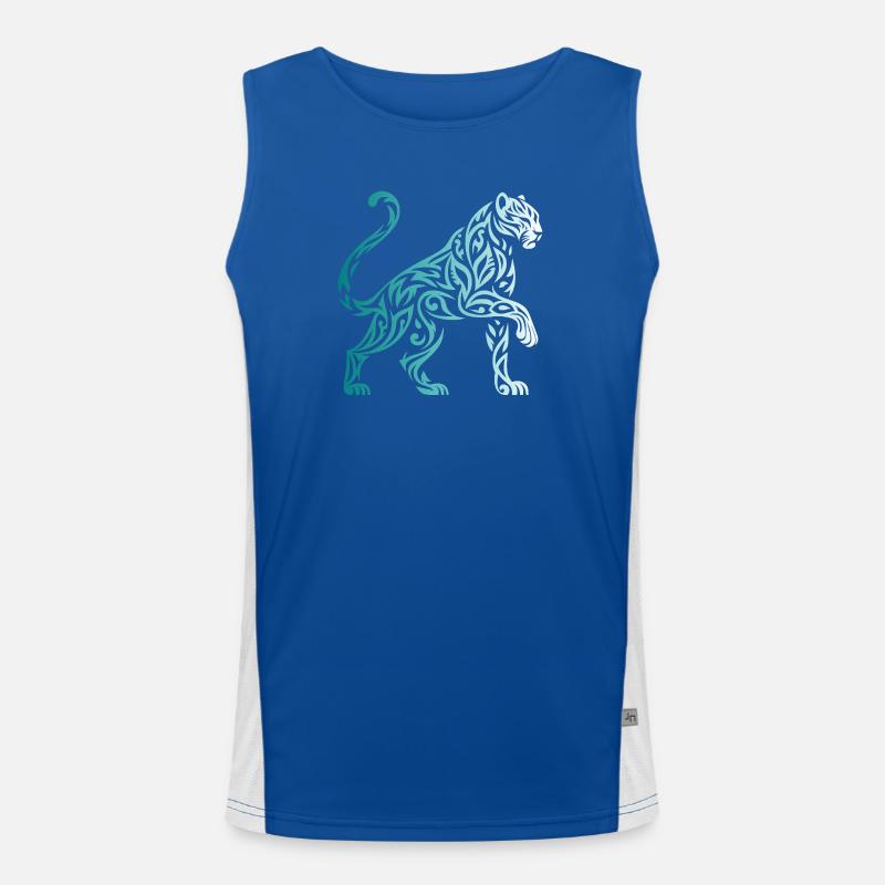 Tribal Panther Gradient Blue White Men's Functional Contrast Tank Top 