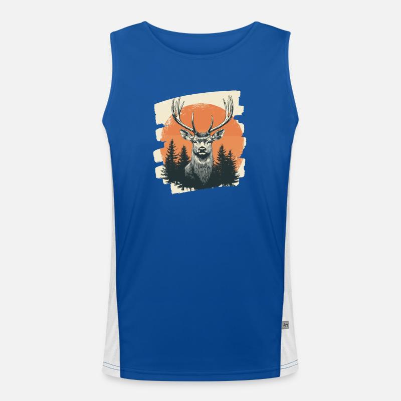 Hirsch mit Geweih Funktionelles Kontrast-Tank Top für Männer 