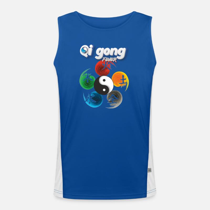 Yin Yang Five Elements Qi Gong Fever Design Men's Functional Contrast Tank Top 
