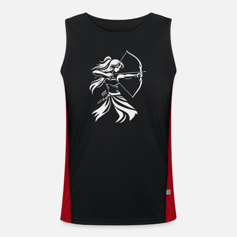 Archer Silhouette with Bow - Men's Functional Contrast Tank Top  - black/red