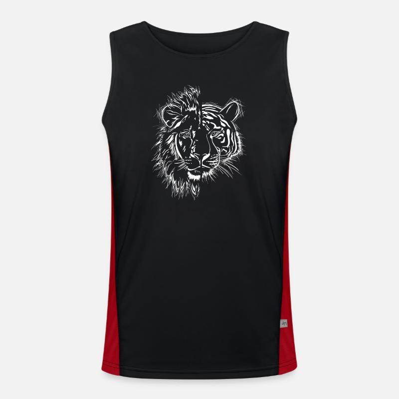 half lion half tiger - Men's Functional Contrast Tank Top - black/red