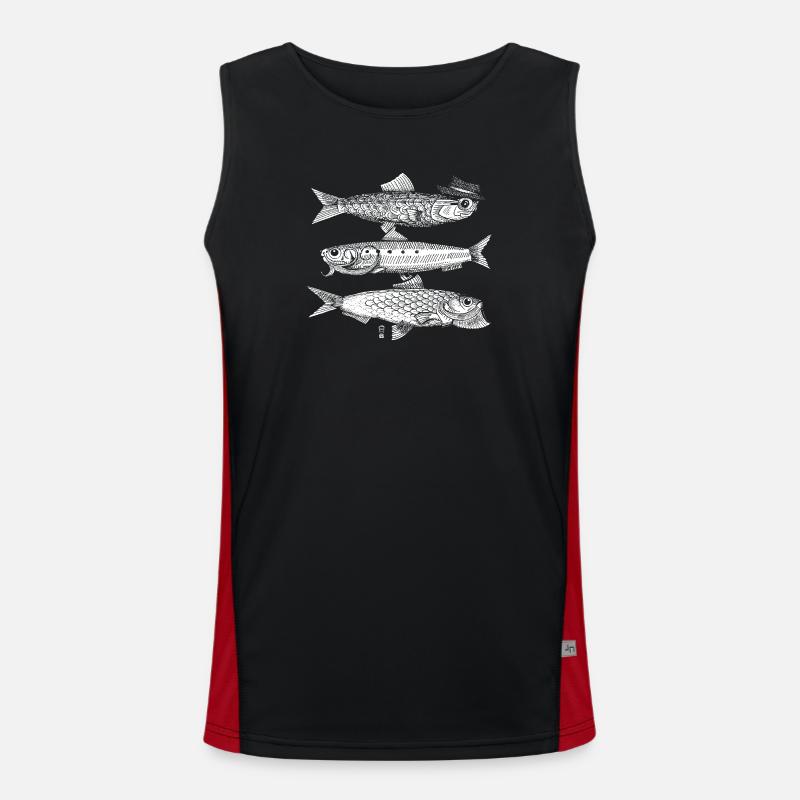 3 Fish - White - Men's Functional Contrast Tank Top  - black/red