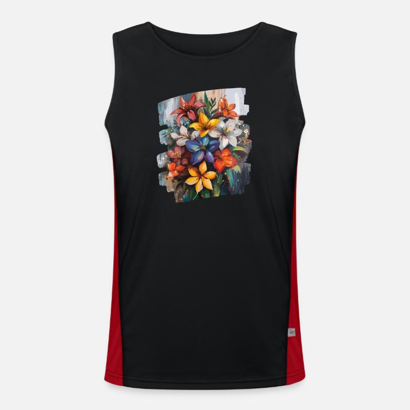 Spring Spring Beginning Flower Flowers - Men's Functional Contrast Tank Top  - black/red