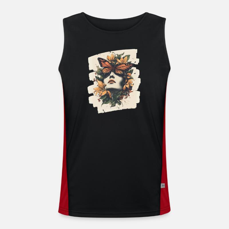Spring Spring Beginning Flowers - Men's Functional Contrast Tank Top  - black/red