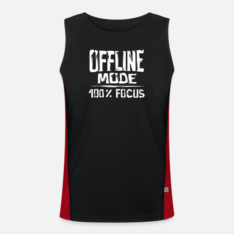 Offline Mode - 100% Focus - Men's Functional Contrast Tank Top  - black/red