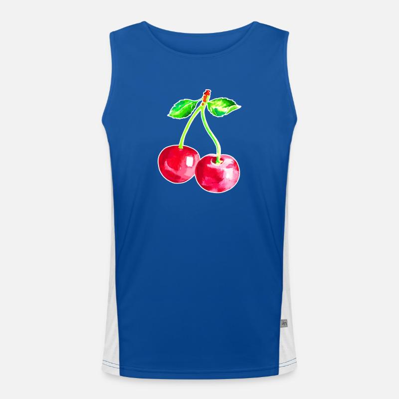 Cherry, Red cherries Men's Functional Contrast Tank Top 