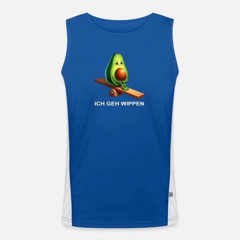 Funny Avocado Rocking Comic Playground Vegan Men's Functional Contrast Tank Top 