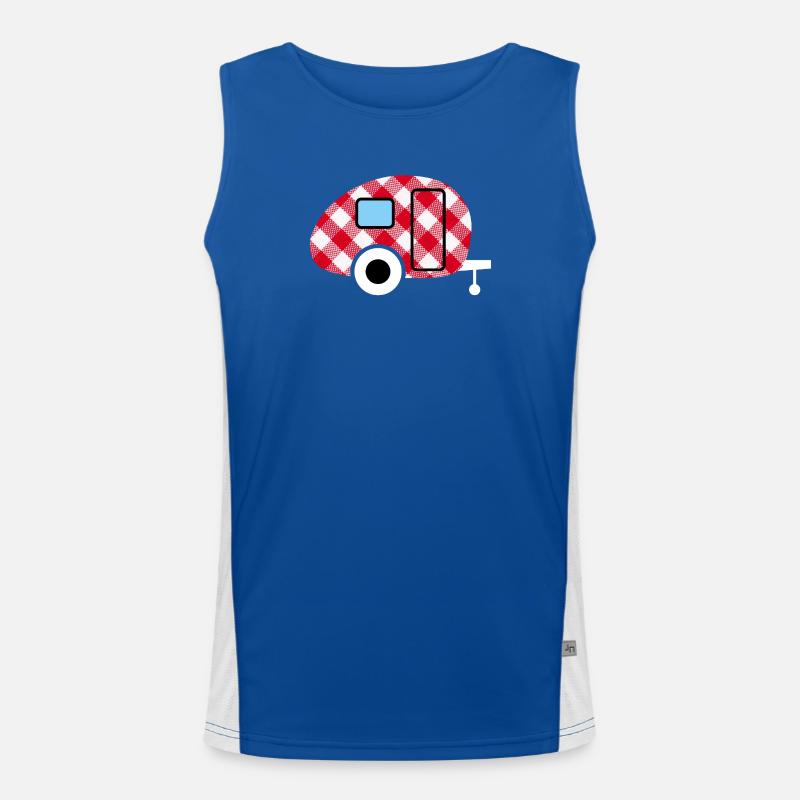 Caravan Caravan Checkered Check Pattern Camping Fan Men's Functional Contrast Tank Top 