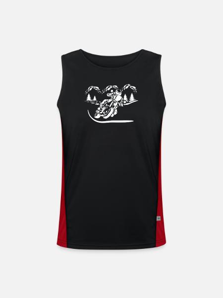Motorrad Waldsilhouette - Funktionelles Kontrast-Tank Top für Männer  - Schwarz/Rot