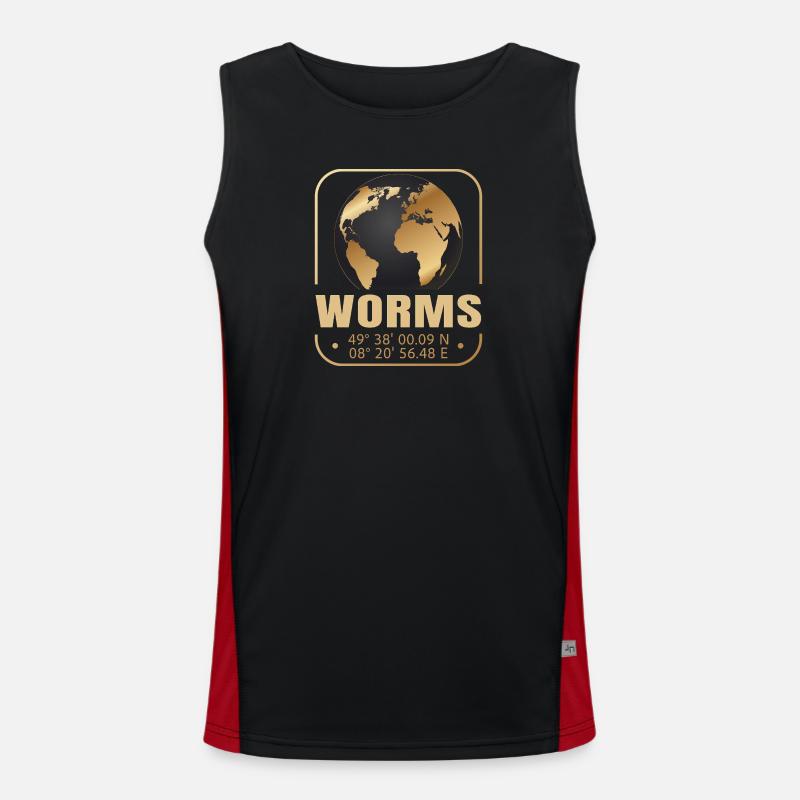 Worms - Funktionelles Kontrast-Tank Top für Männer  - Schwarz/Rot