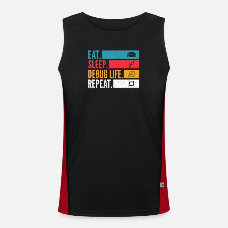 Eat Sleep Debug Repeat Developer Shirt Men's Functional Contrast Tank Top 