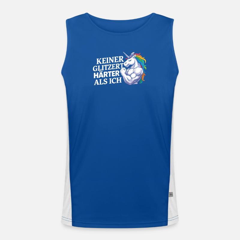 Härter als ich – Einhorn Kraftdesign Funktionelles Kontrast-Tank Top für Männer 