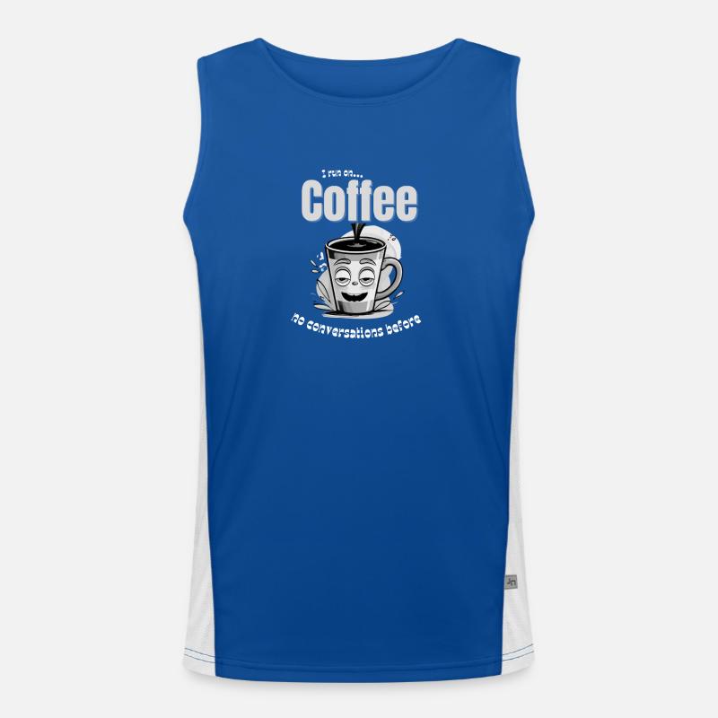 Coffee Mood – No Conversations Before Coffee Funktionelles Kontrast-Tank Top für Männer 