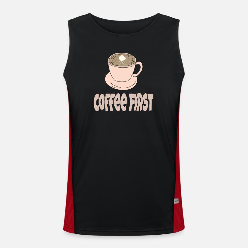 coffee first Funktionelles Kontrast-Tank Top für Männer 