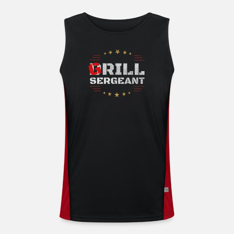 Grill Sergeant – classic BBQ Shirt - Men's Functional Contrast Tank Top - black/red