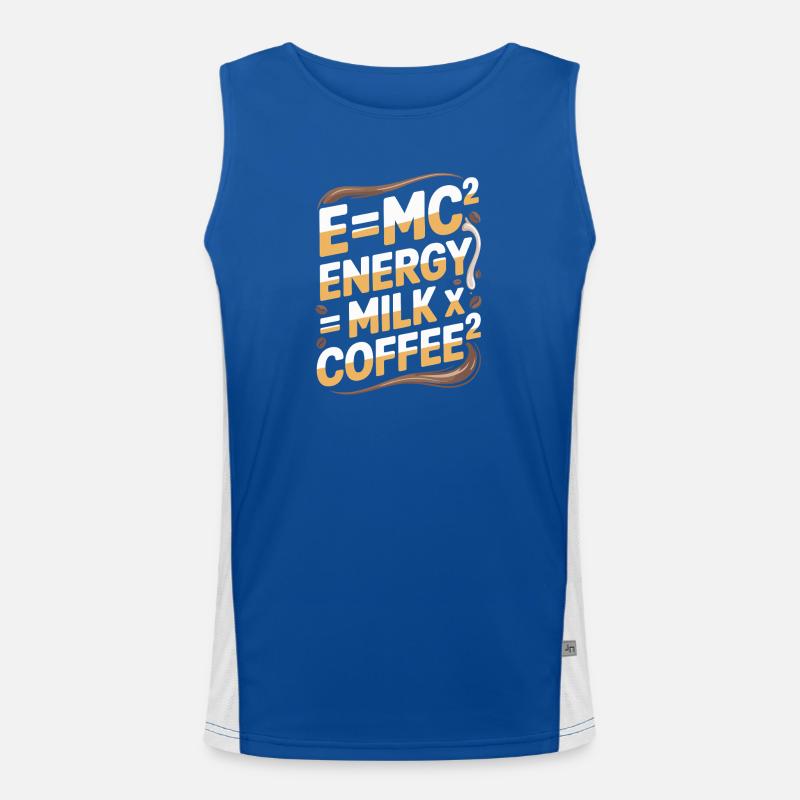 E=MC2 Physics Saying Caffeine Nerd Energy Coffee Men's Functional Contrast Tank Top 
