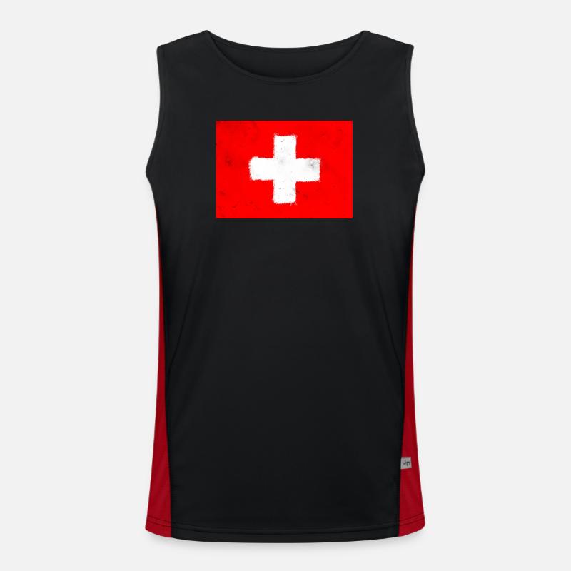 Drapeau de la Suisse Débardeur respirant contrasté Homme 