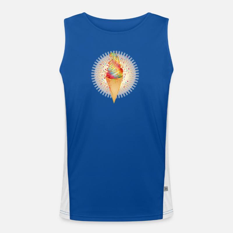 Fröhliches Softeis-Motiv mit Regenbogenfarben Funktionelles Kontrast-Tank Top für Männer 