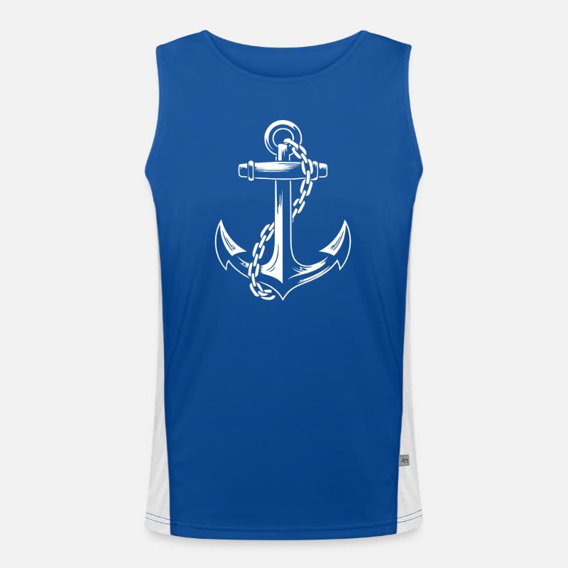 Robust Ship Anchor with Chain Men's Functional Contrast Tank Top 