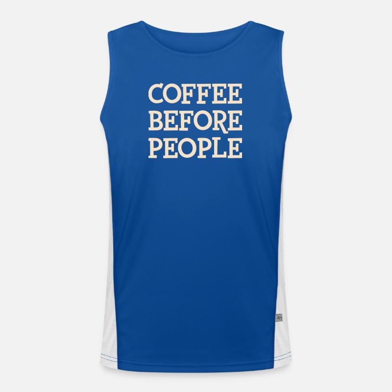 Le café avant les gens Conception typographique Débardeur respirant contrasté Homme 