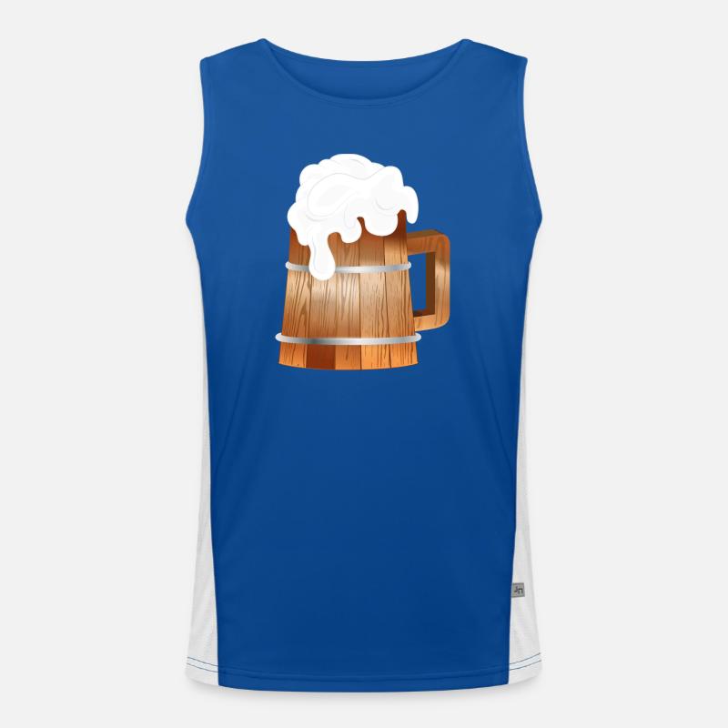 Chope à bière rustique aspect bois avec mousse Débardeur respirant contrasté Homme 