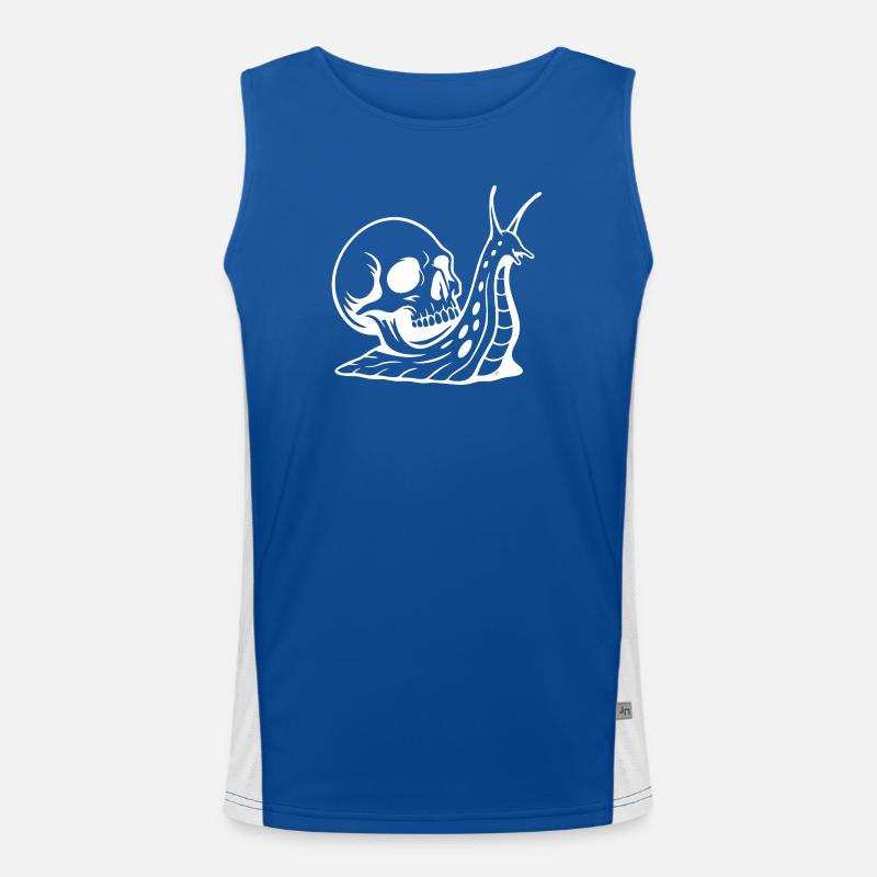 Dark Skull and Snail Tattoo Design Men's Functional Contrast Tank Top 