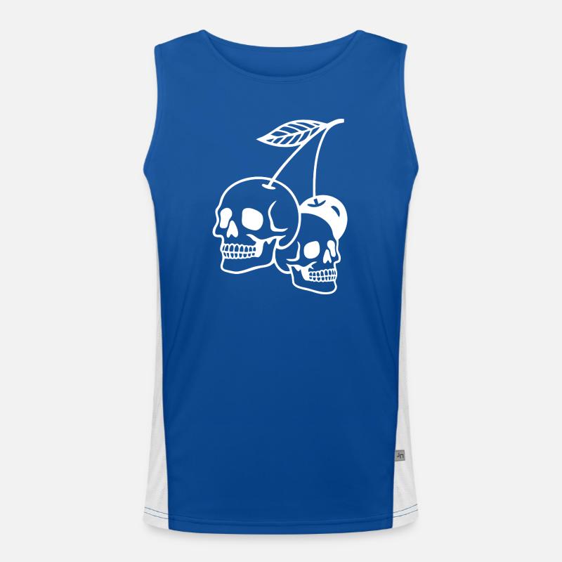 Kirsche Schädel Kunst Illustration Funktionelles Kontrast-Tank Top für Männer 