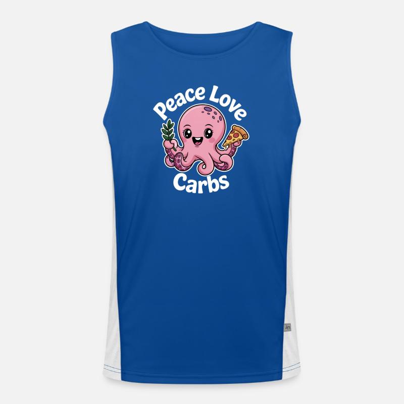 Cute Octopus with Peace Sign and Pizza Men's Functional Contrast Tank Top 