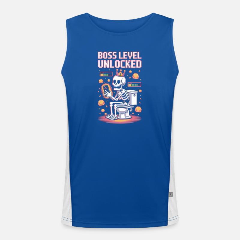 Final Level Unlocked – Retro Gaming Skeleton on Men's Functional Contrast Tank Top 