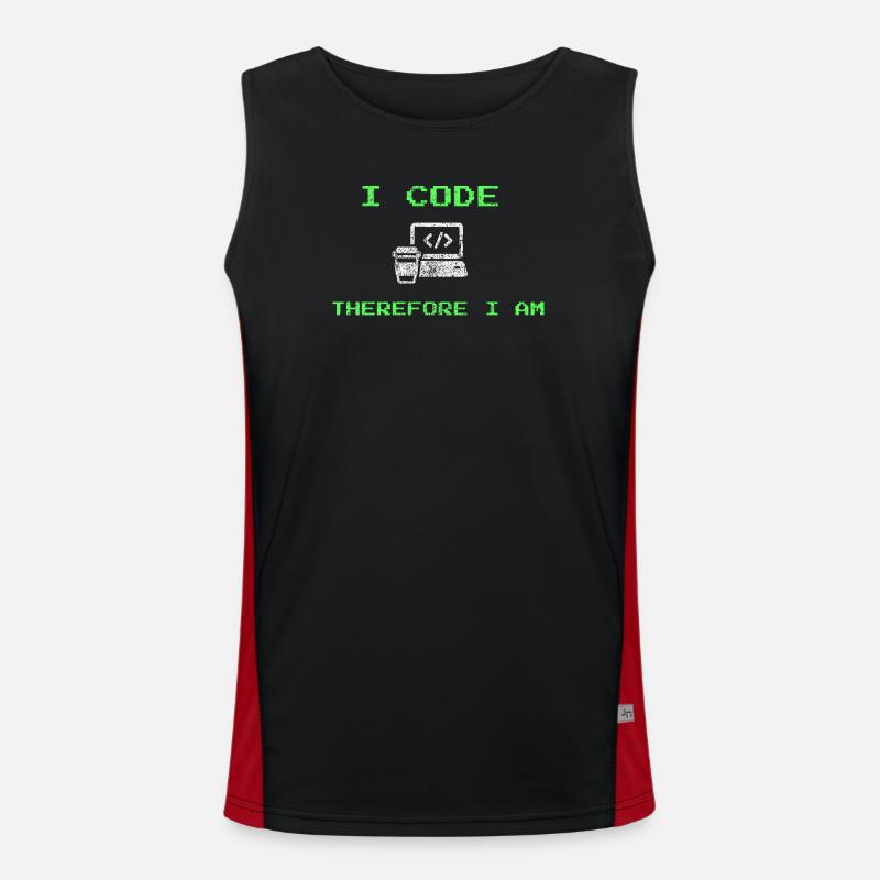 I Code Therefore I Am – Funny Developer Tee Men's Functional Contrast Tank Top 
