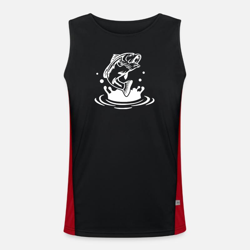 Dynamic Fish Jump Illustration - Men's Functional Contrast Tank Top  - black/red