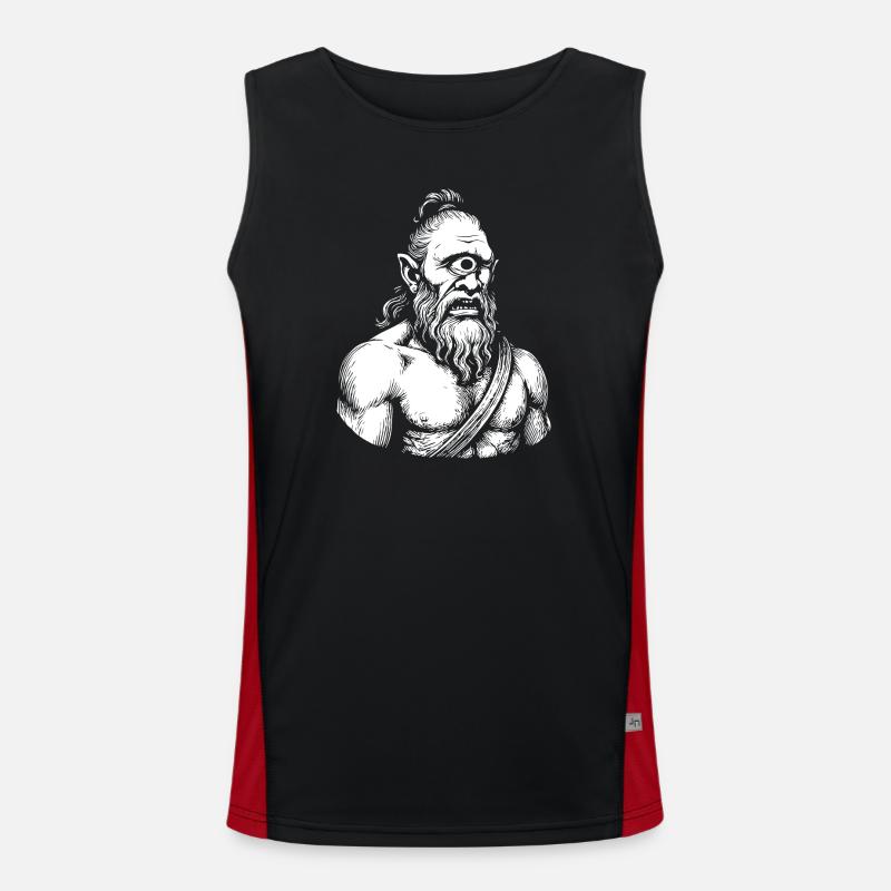 Mythical Cyclops Warrior Illustration - Men's Functional Contrast Tank Top  - black/red