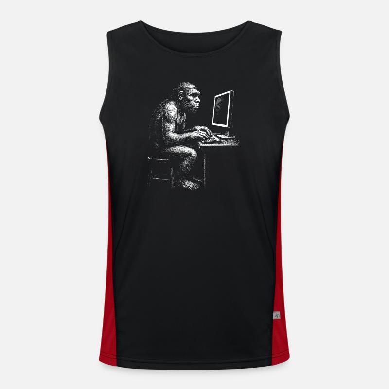 Digital Coder Homo Erectus Geschenk - Funktionelles Kontrast-Tank Top für Männer - Schwarz/Rot