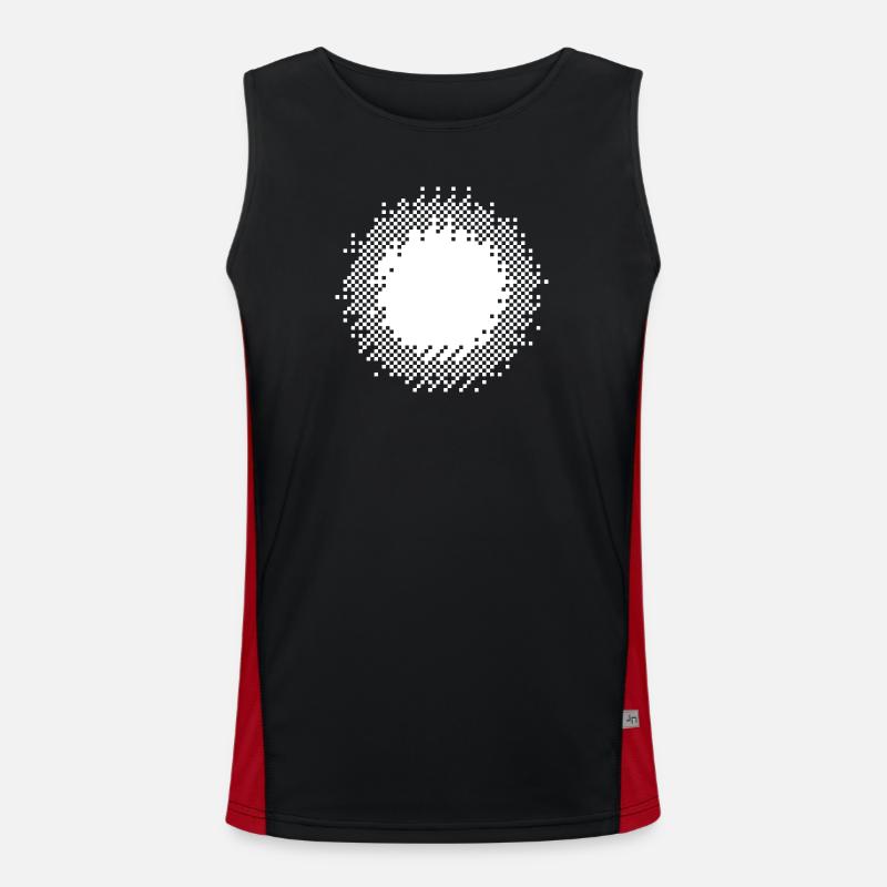 Abstract Geometric Spiral Pattern - Men's Functional Contrast Tank Top  - black/red