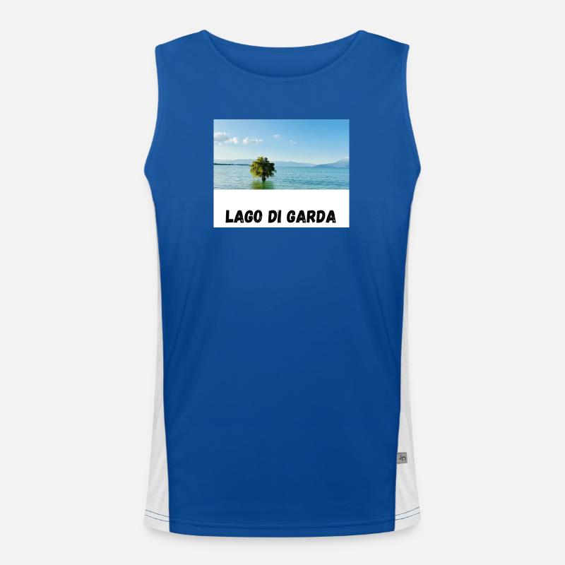 Lago di Garda design with tree in the water Men's Functional Contrast Tank Top 