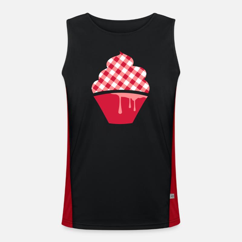 Stylized cupcake with check topping Men's Functional Contrast Tank Top 