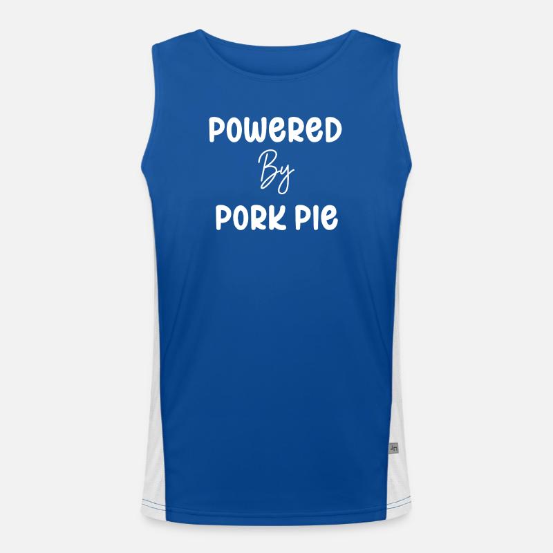 Powered By Pork Pie Text Funktionelles Kontrast-Tank Top für Männer 