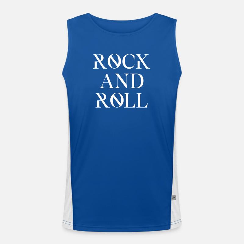 Rock and Roll Typography Design Men's Functional Contrast Tank Top 