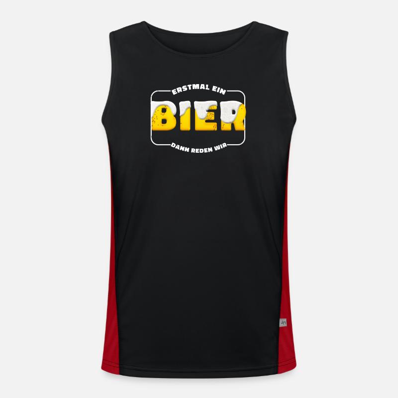 First beer – dam let's talk - Men's Functional Contrast Tank Top - black/red