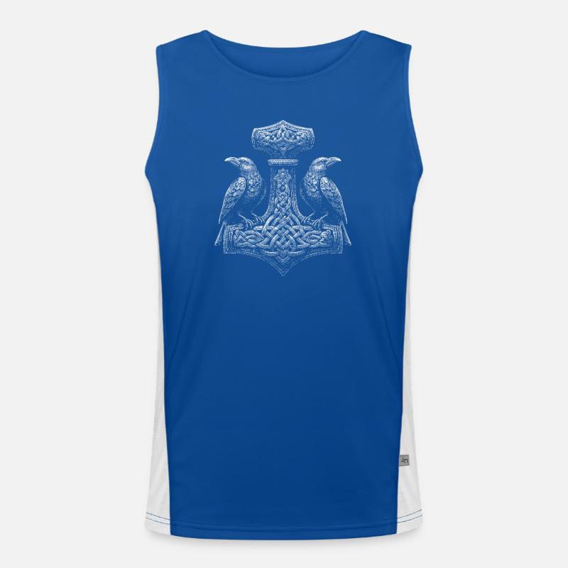 Nordic ravens and Thor's hammer design Men's Functional Contrast Tank Top 