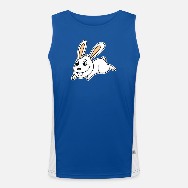 Cute Bunny Illustration Rabbit White Men's Functional Contrast Tank Top 