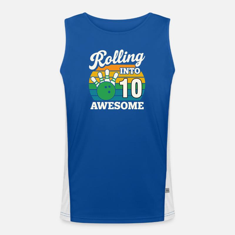 Rolling Into 10 Fun Bowling Design Men's Functional Contrast Tank Top 