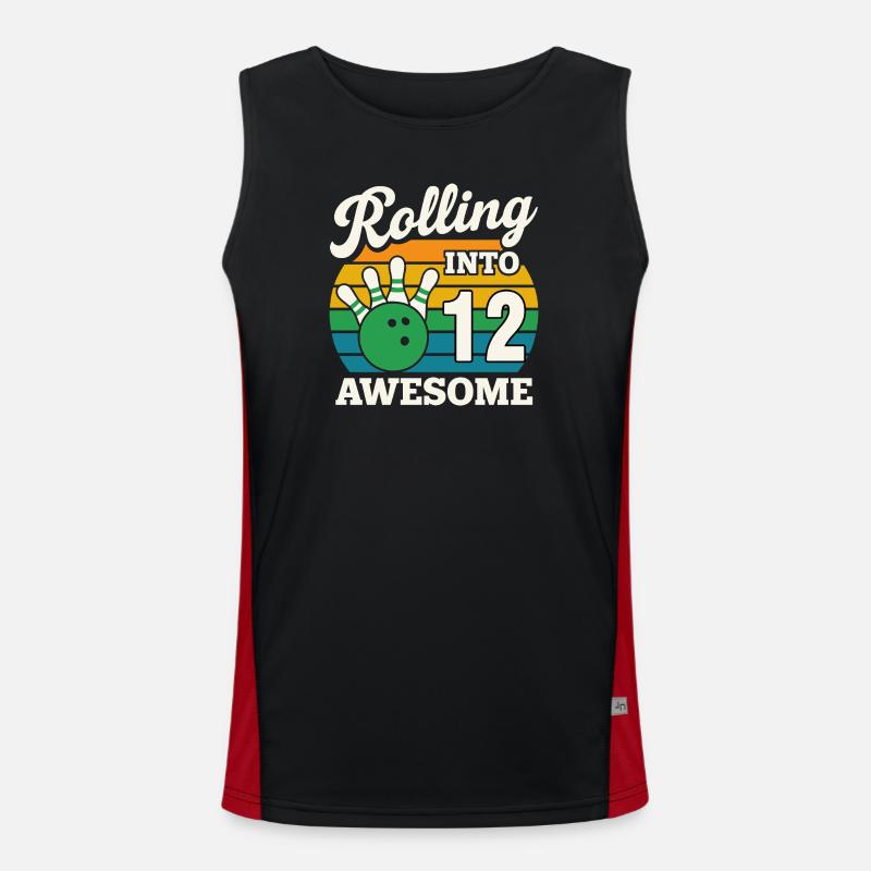Rolling Into 12s Bowling Celebration - Men's Functional Contrast Tank Top - black/red