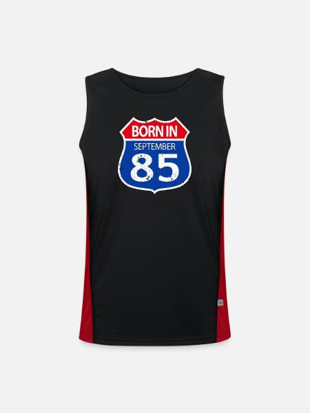 Born_in_September_85 - Men's Functional Contrast Tank Top  - black/red
