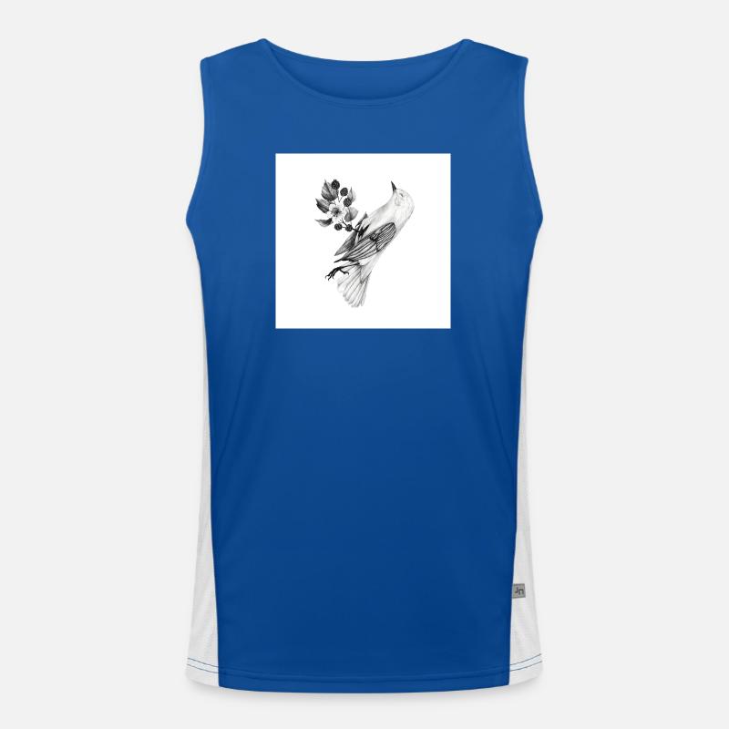 Vogel mit Pflanzen Funktionelles Kontrast-Tank Top für Männer 